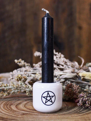 Black or White Pentacle Chime Candle Holders