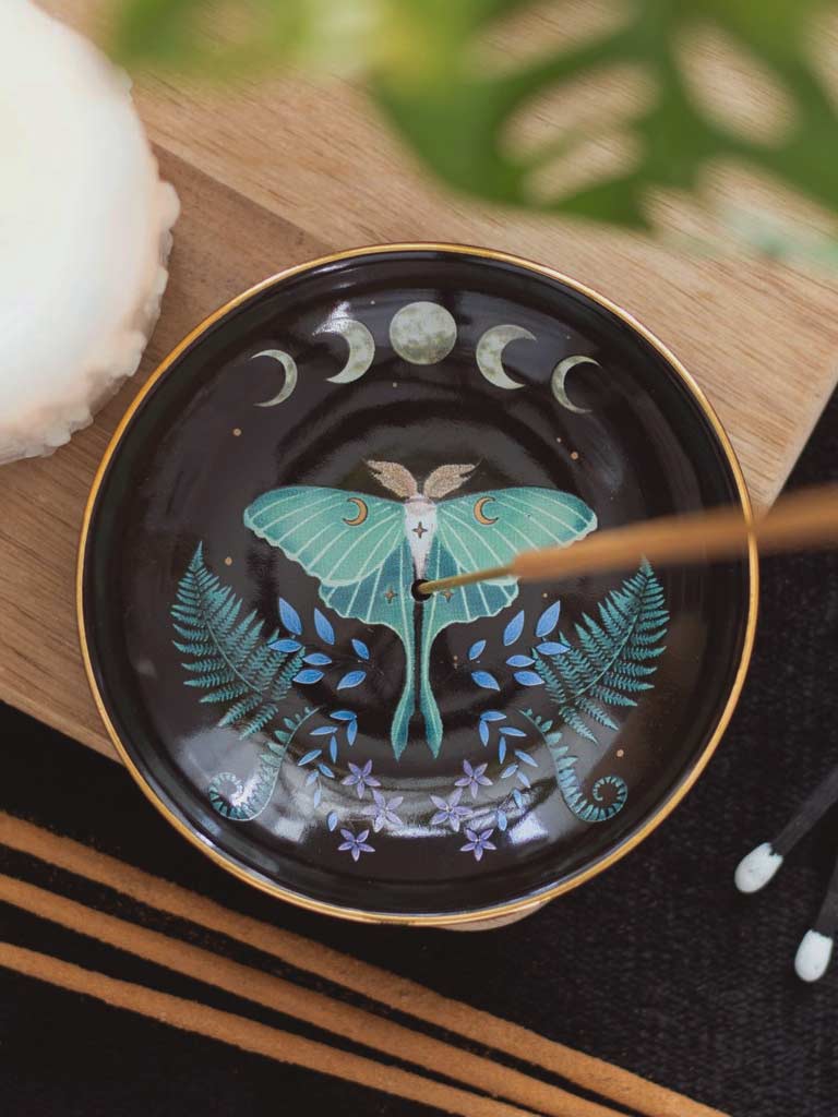 Moonlit Moth Incense Holder & Dish