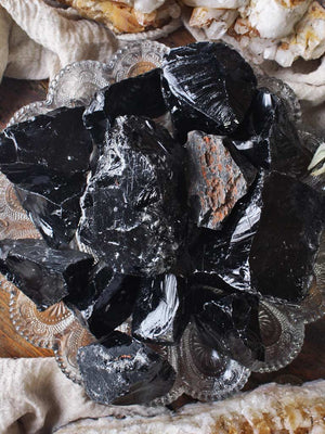 Raw Black Obsidian Pieces