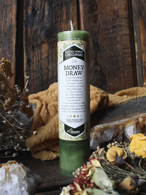 Blessed Herbal Spell Candle - Money Draw