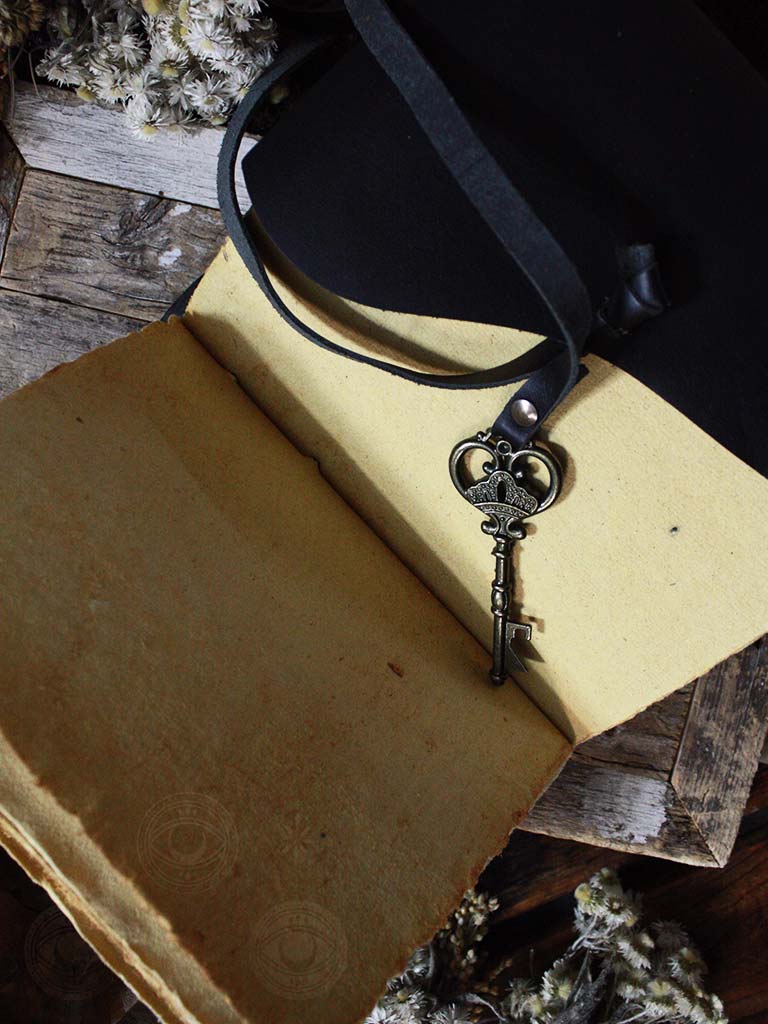 Soft Leather Black Journal with Key Closure