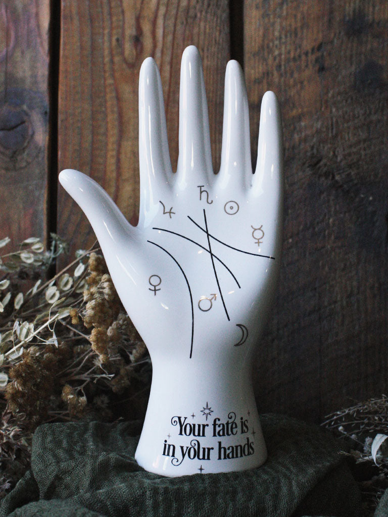 White Ceramic Palmistry Hand