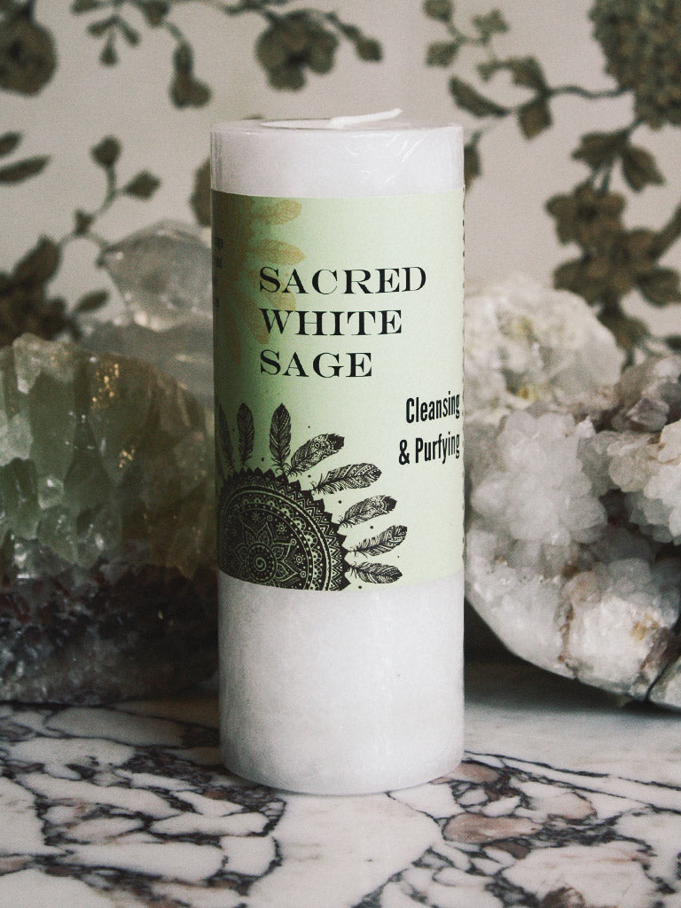rite of ritual sacred white sage pillar candle 1