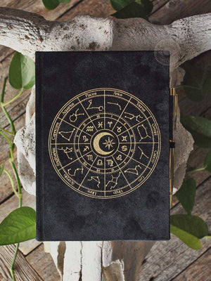 Astrology Wheel Journal with Black Obsidian Pen