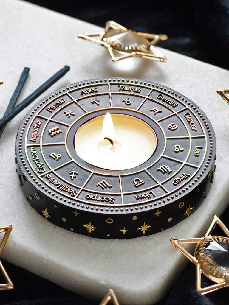 Astrology Wheel Tealight Candle Holder