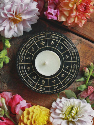 Astrology Wheel Tealight Candle Holder