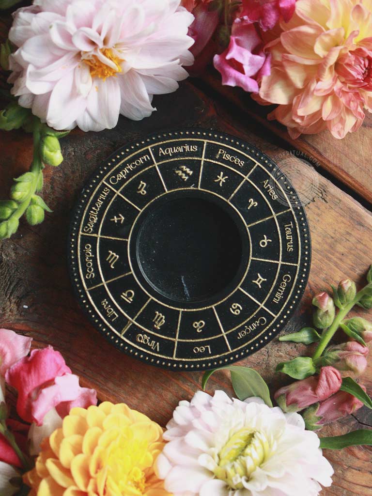 Astrology Wheel Tealight Candle Holder
