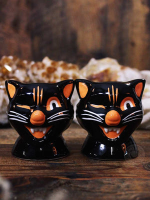 Black Cat Candle Holder Set
