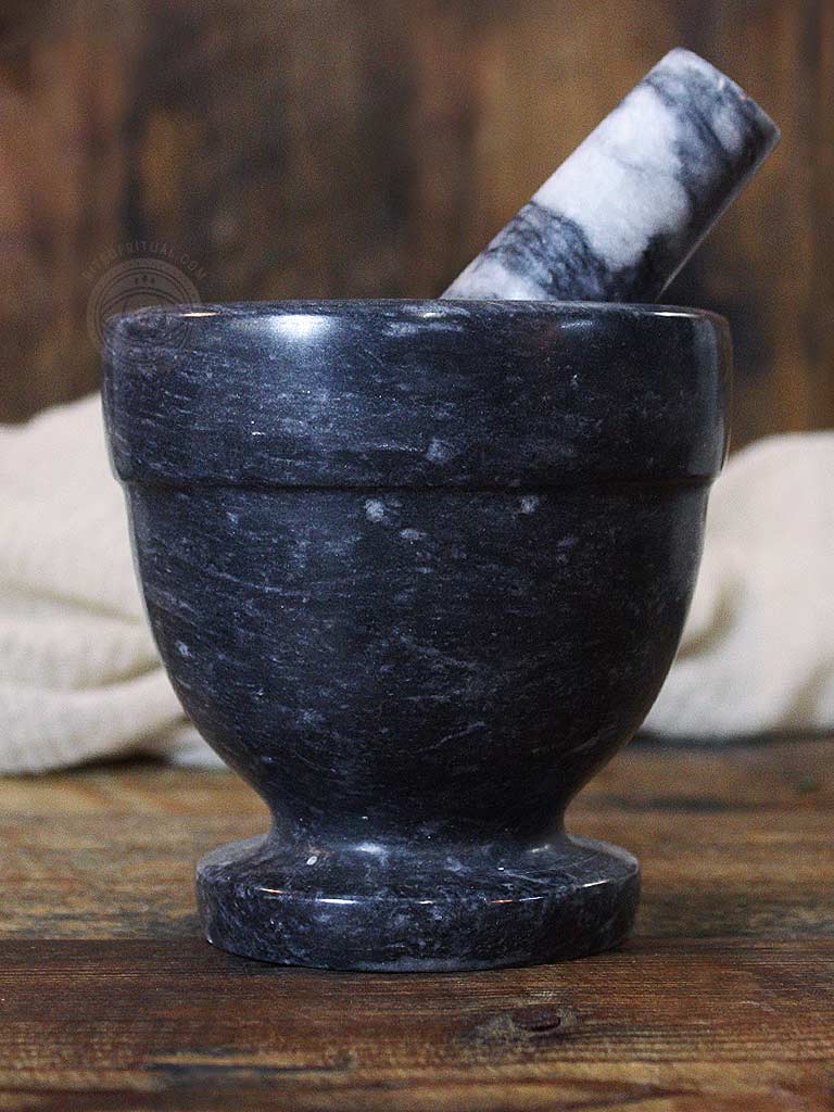 Black Marble Mortar + Pestle