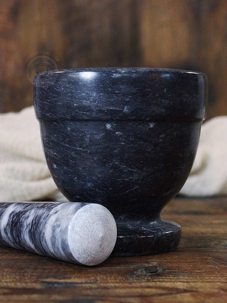 Black Marble Mortar + Pestle