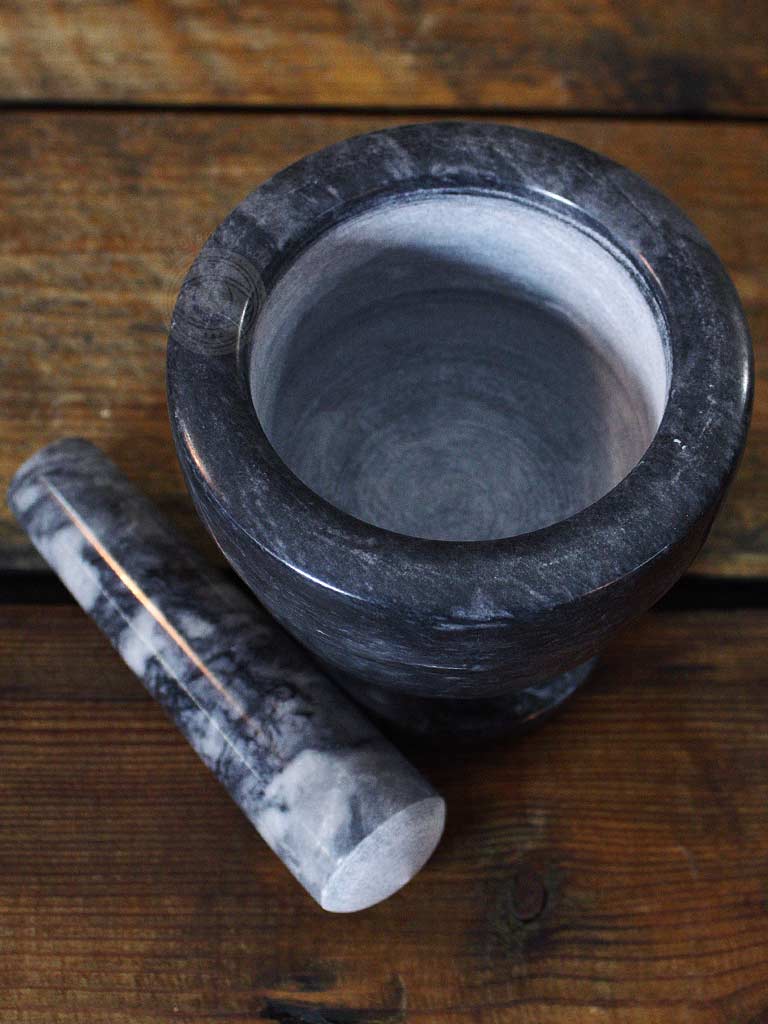 Black Marble Mortar + Pestle