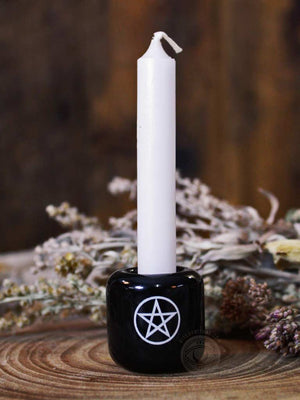 Black or White Pentacle Chime Candle Holders