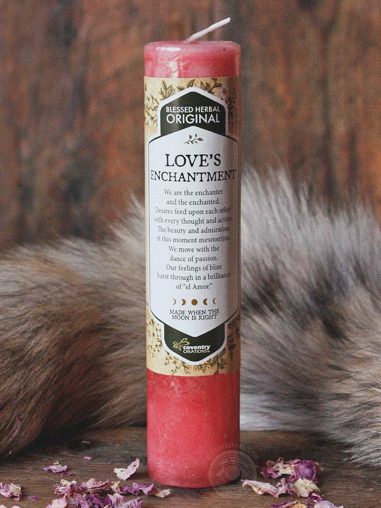 Blessed Herbal Spell Candle - Love's Enchantment