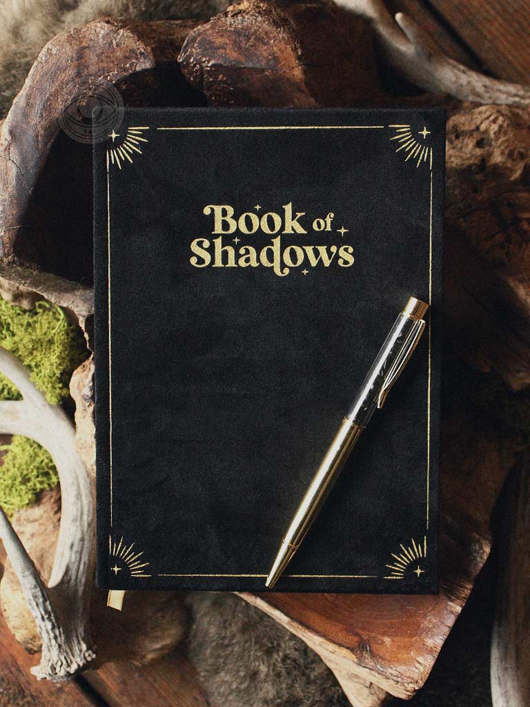 Book of Shadows Journal with Black Obsidian Crystal Pen