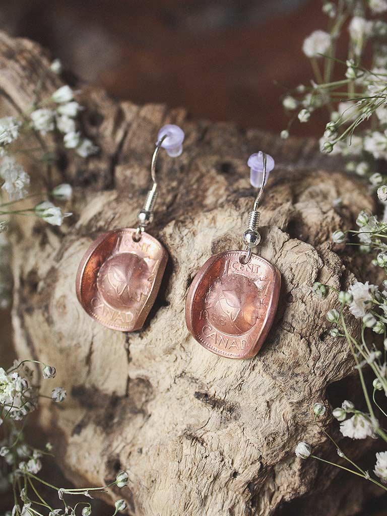 Copper Moon Cowboy Hat Penny Earrings
