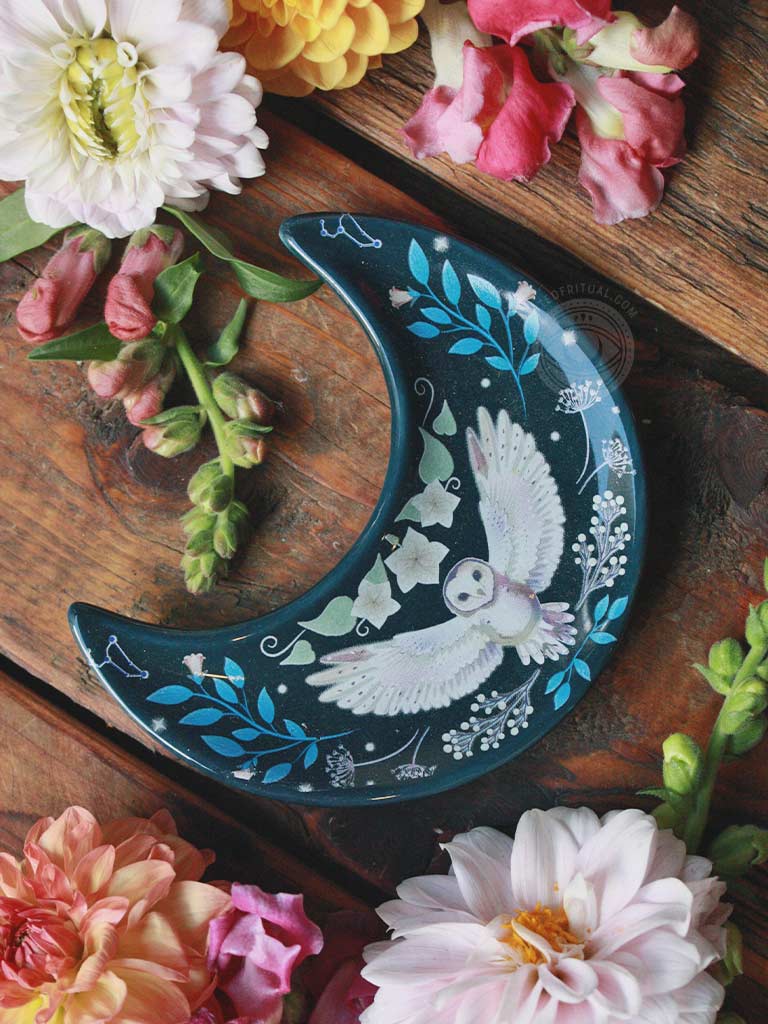 Crescent Moon Owl Trinket Dish