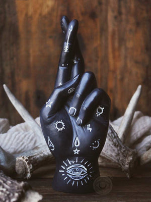 Cross Your Fingers Black Palmistry Hand