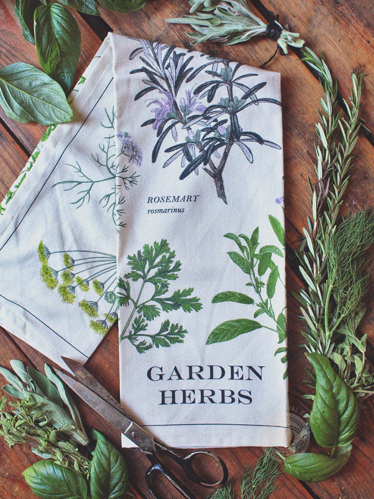 Garden Herbs Cotton Dishtowel