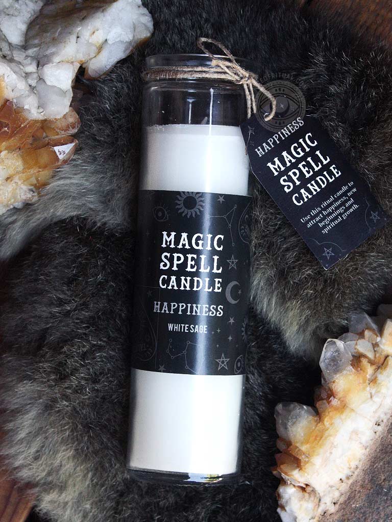 Happiness Magic Ritual Spell Candle - White Sage