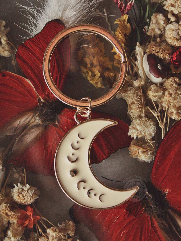 Moon Phase Crescent Moon Enamel Keychain