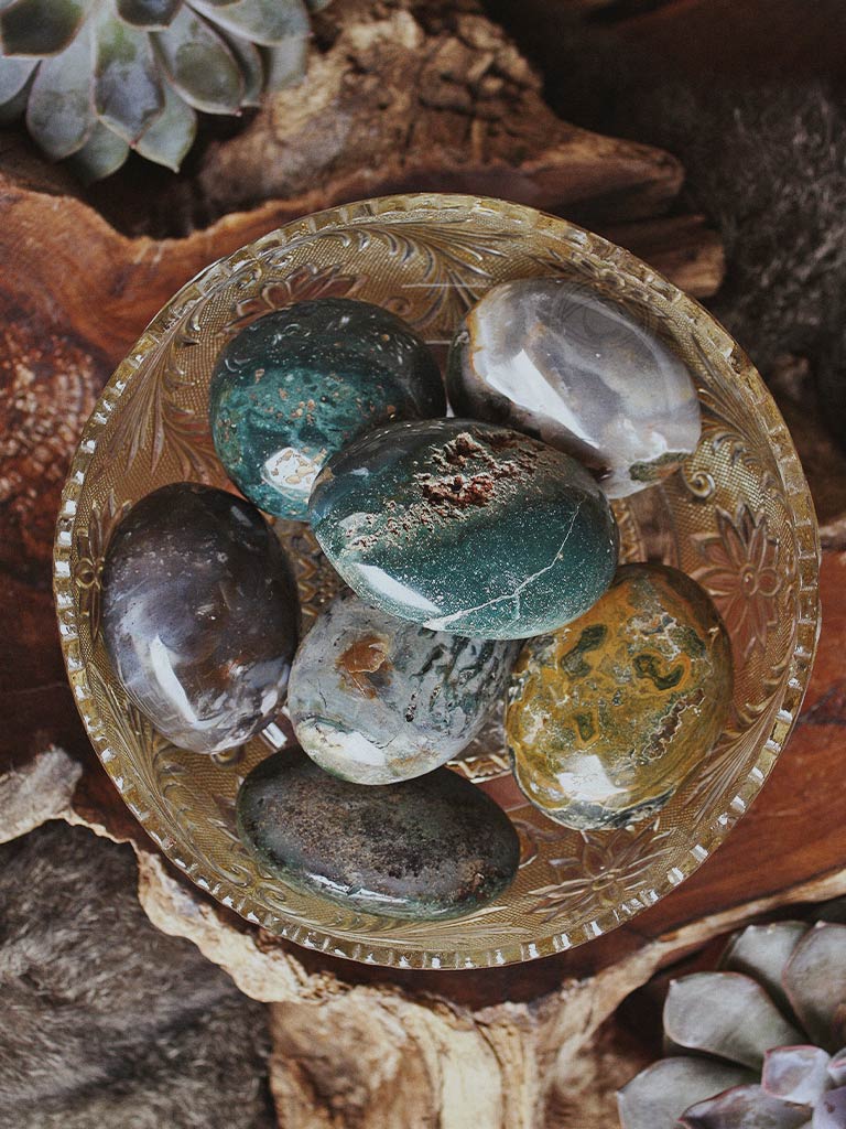 Ocean Jasper Palm & Pocket Stones