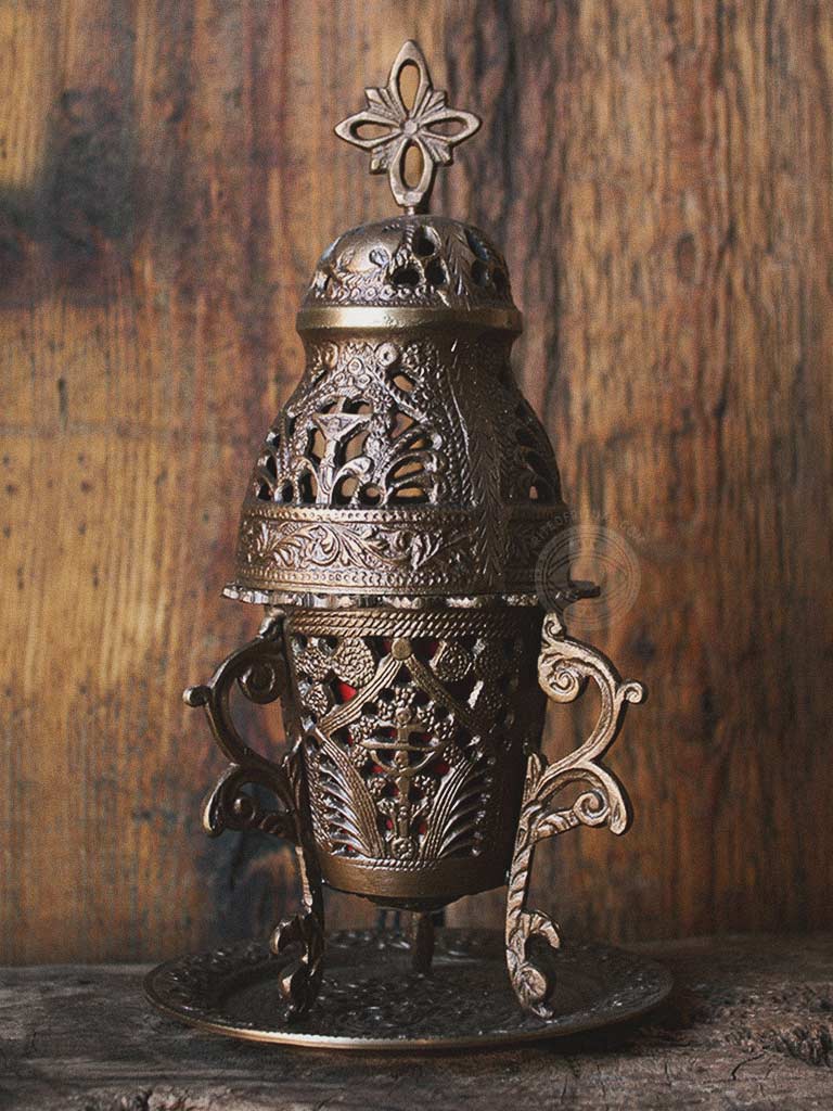 Ornate 3 Piece Brass Church Incense Burner
