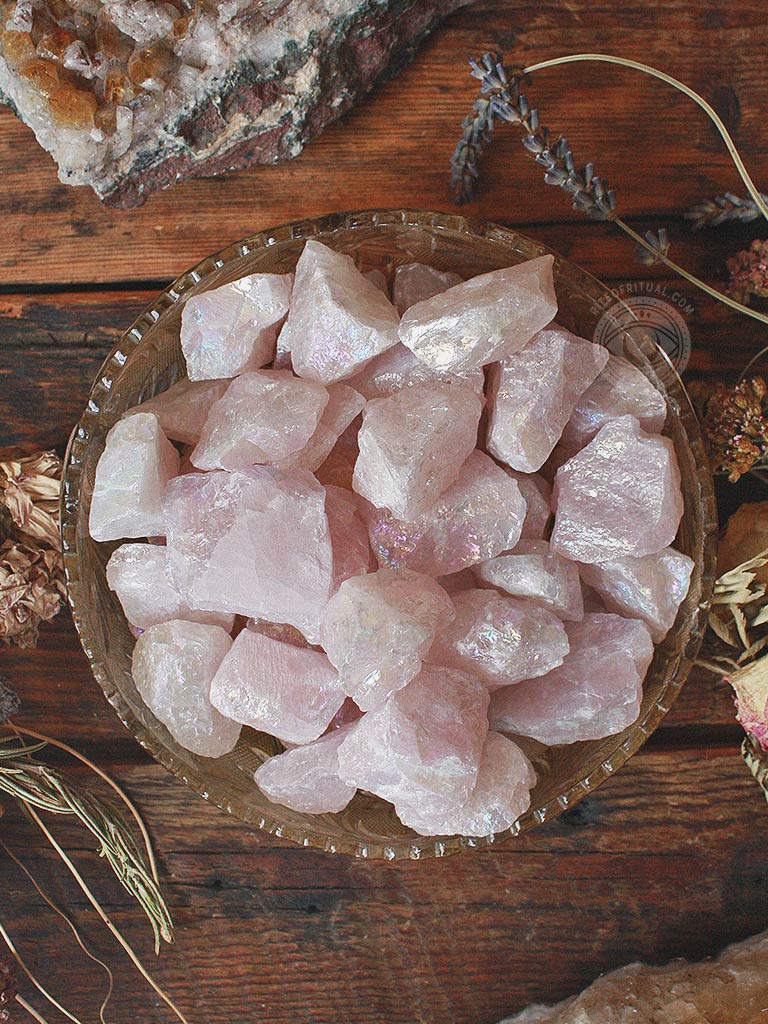 Raw Rose Aura Quartz Chunks