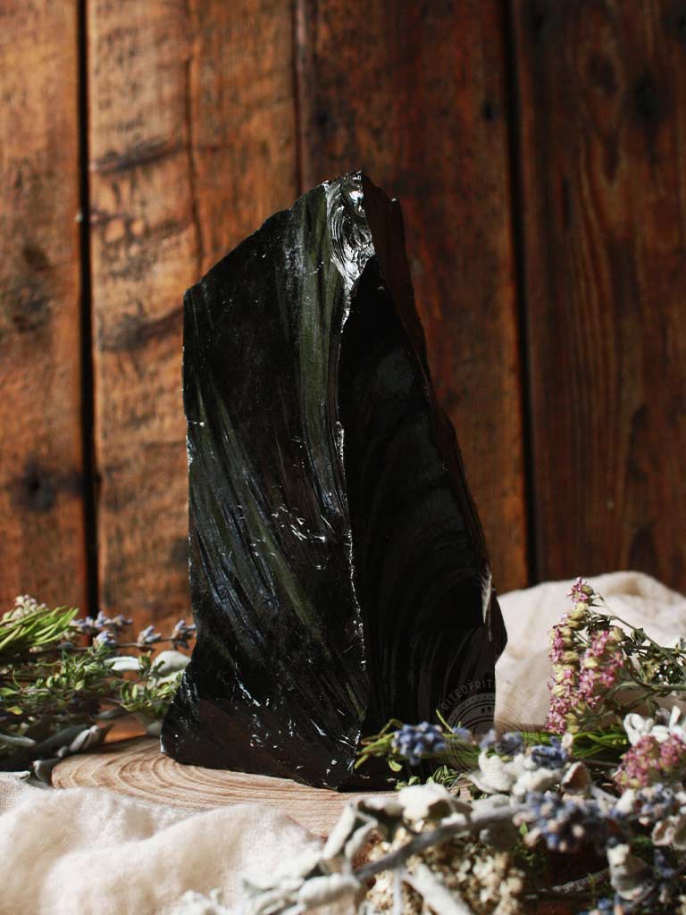 Raw Standing Black Obsidian - C1131