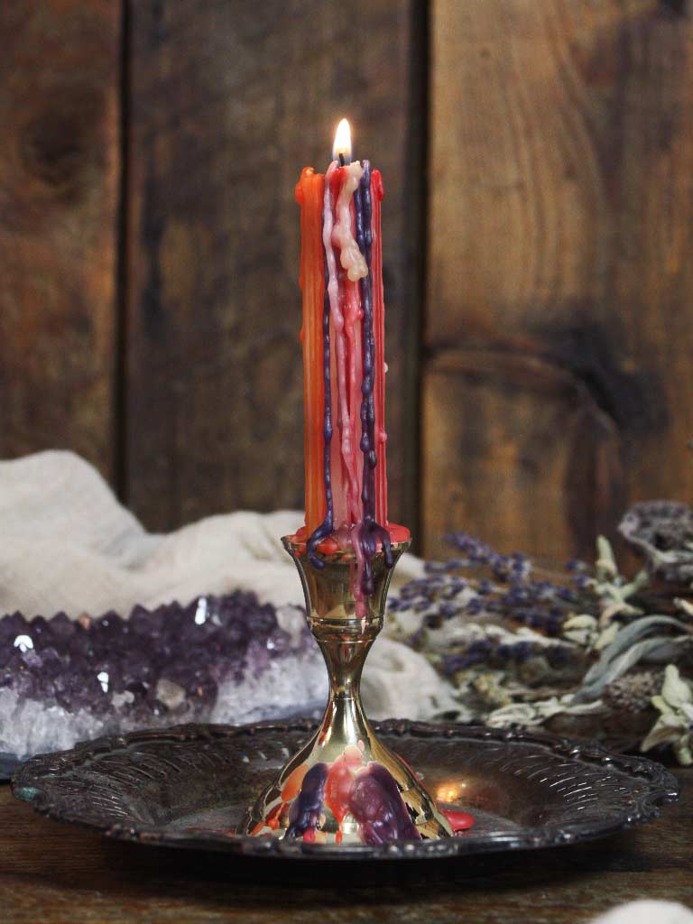 Red Black and Orange Drip Candles