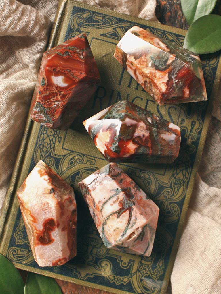 Red Moss Agate Octahedrals