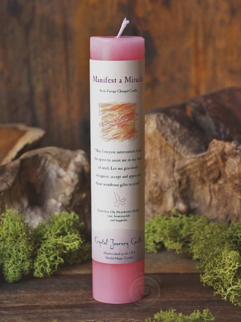 Reiki Energy Charged Manifest a Miracle Pillar Candle