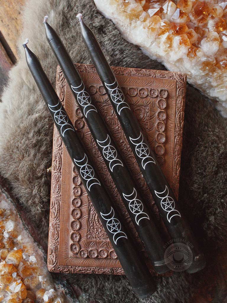 Set of 3 Triple Moon Taper Candles