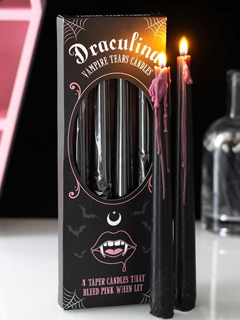 Set of 4 Pink Vampire Tears Taper Candles