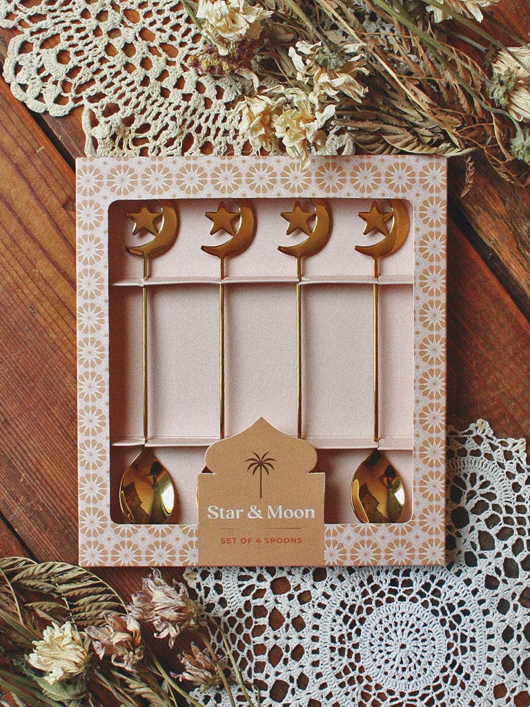 Set of 4 Star and Moon Teaspoons