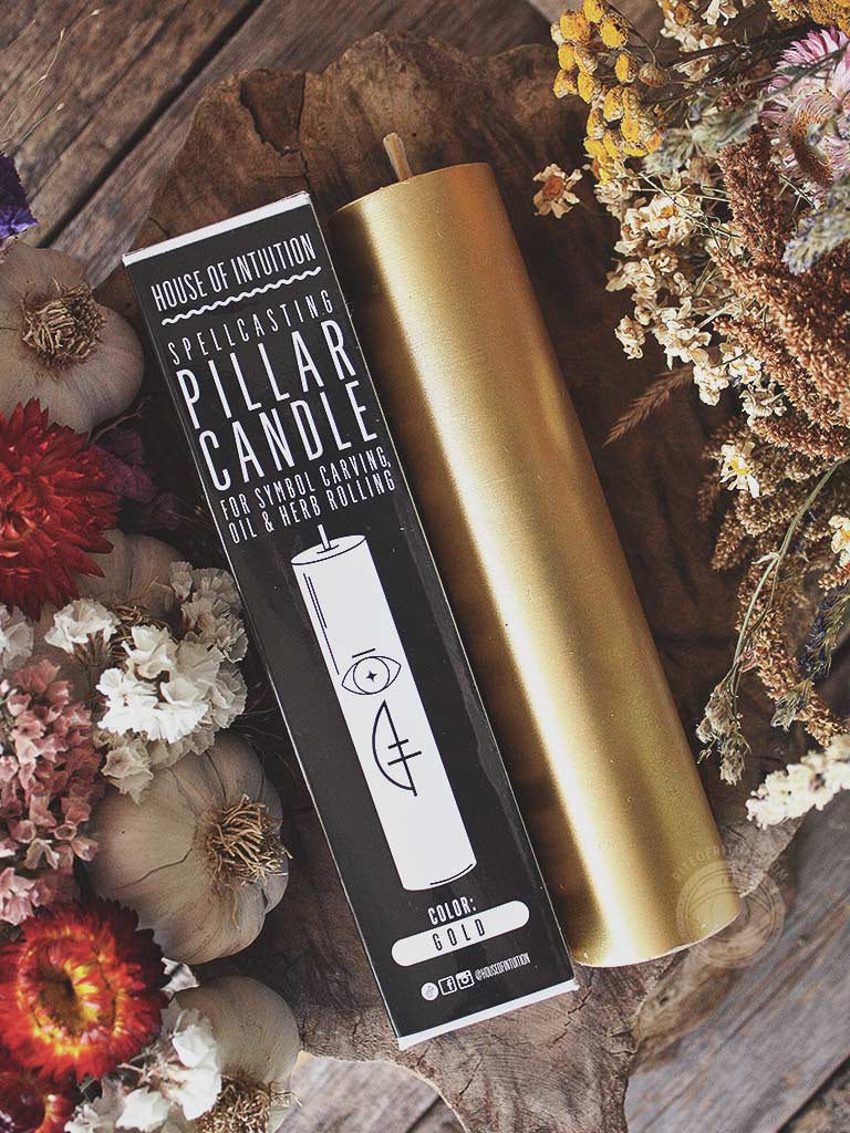 Spell Casting Pillar Candle - Gold
