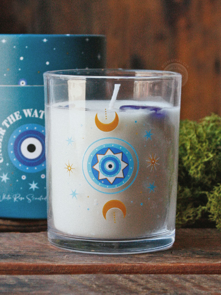 Starry Eyed - Under Watchful Eyes White Rose Glass Candle
