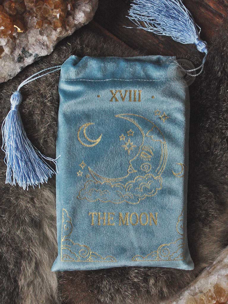 The Moon Vintage Tarot Velvet Drawstring Bag