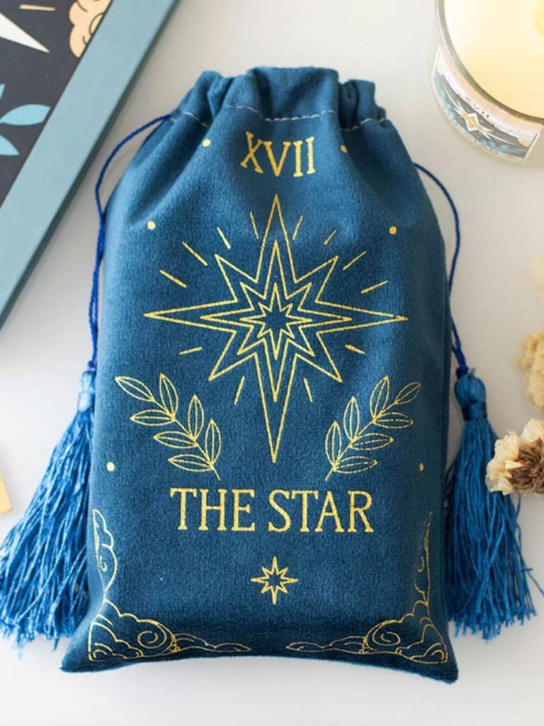 The Star Vintage Tarot Velvet Drawstring Bag