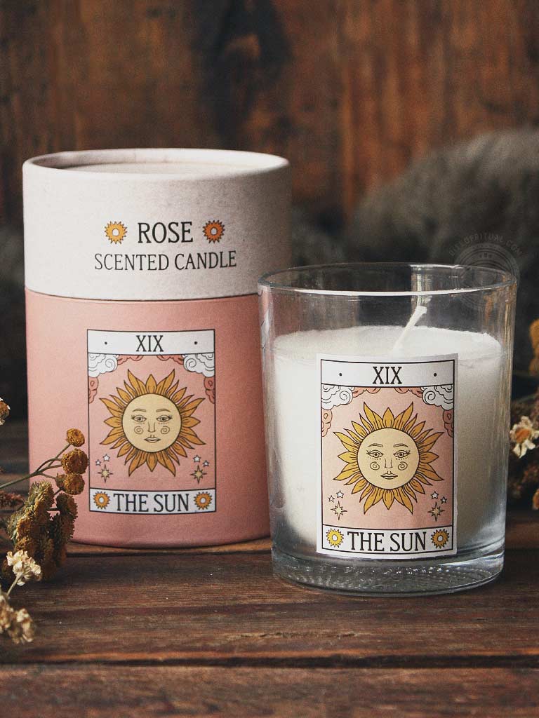 The Sun Tarot Rose Candle
