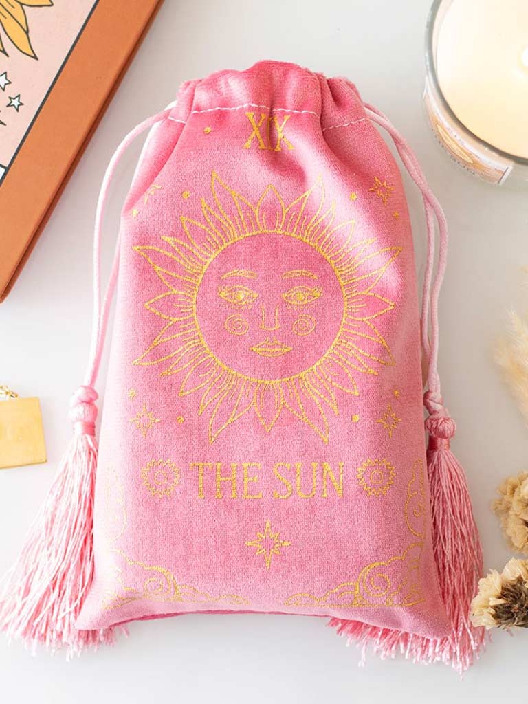 The Sun Vintage Tarot Velvet Drawstring Bag