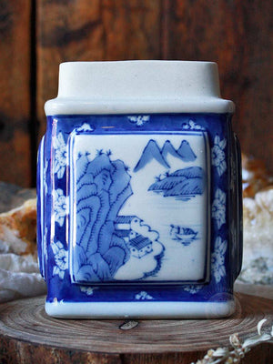 Vintage Ceramic Blue + White Vase - V303