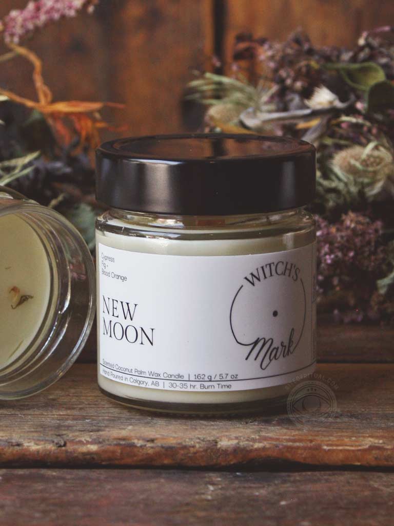 Witch's Mark New Moon Crystal Candle