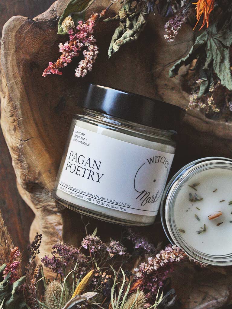 Witch's Mark Pagan Poetry Crystal Candle