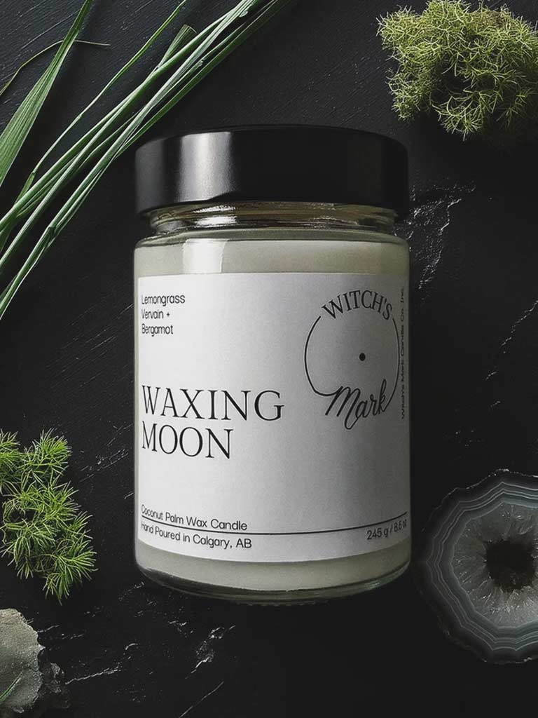 Witch's Mark Waxing Moon Crystal Candle