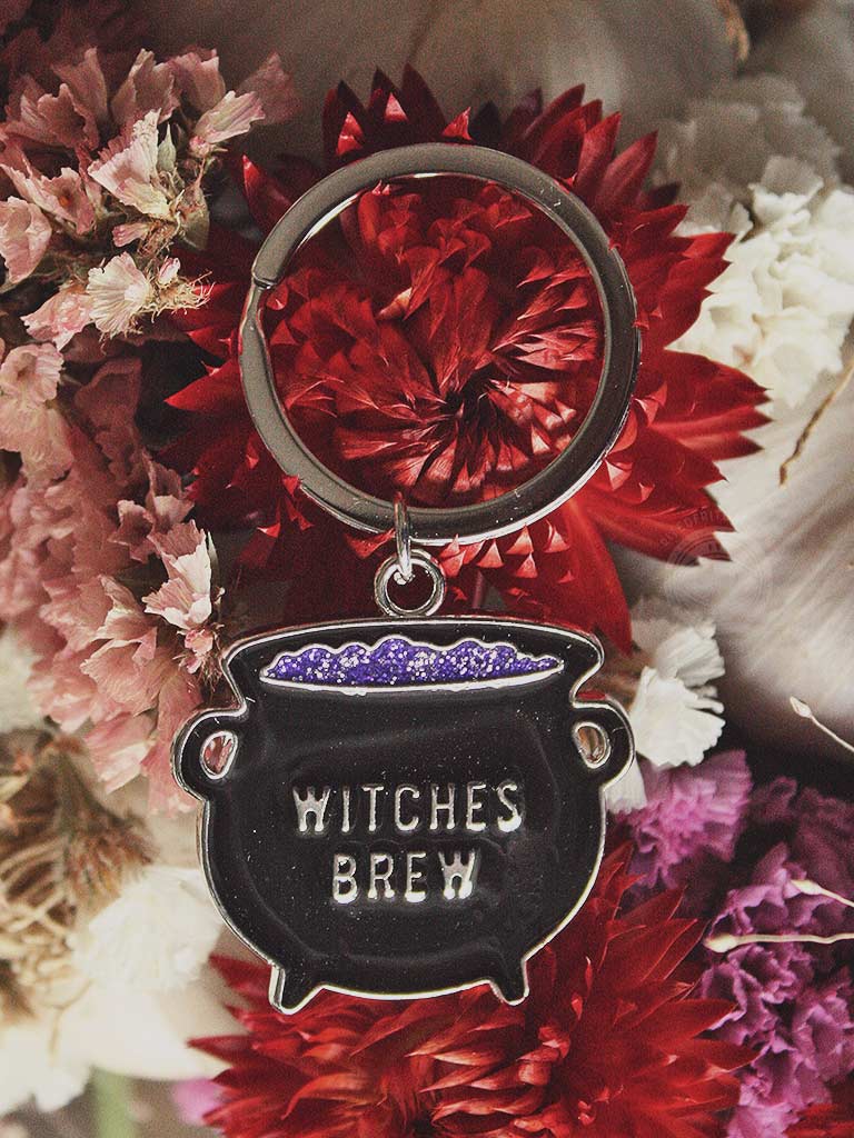 Witches Brew Cauldron Metal Keychain