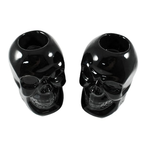 Black Skull Candle Holder Set