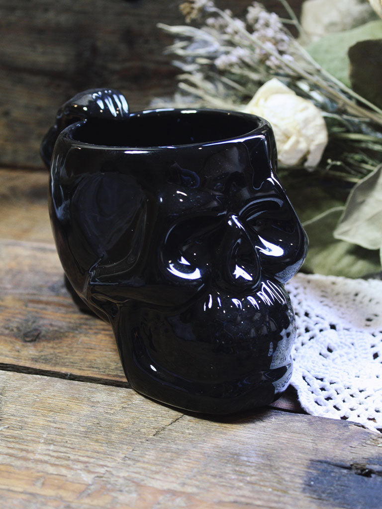 Black Skull Handled Mug