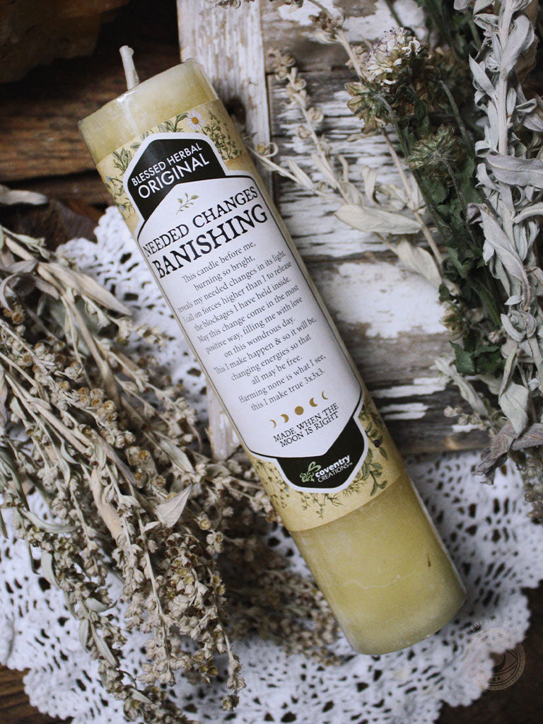 Blessed Herbal Spell Candle - Needed Changes Banishing