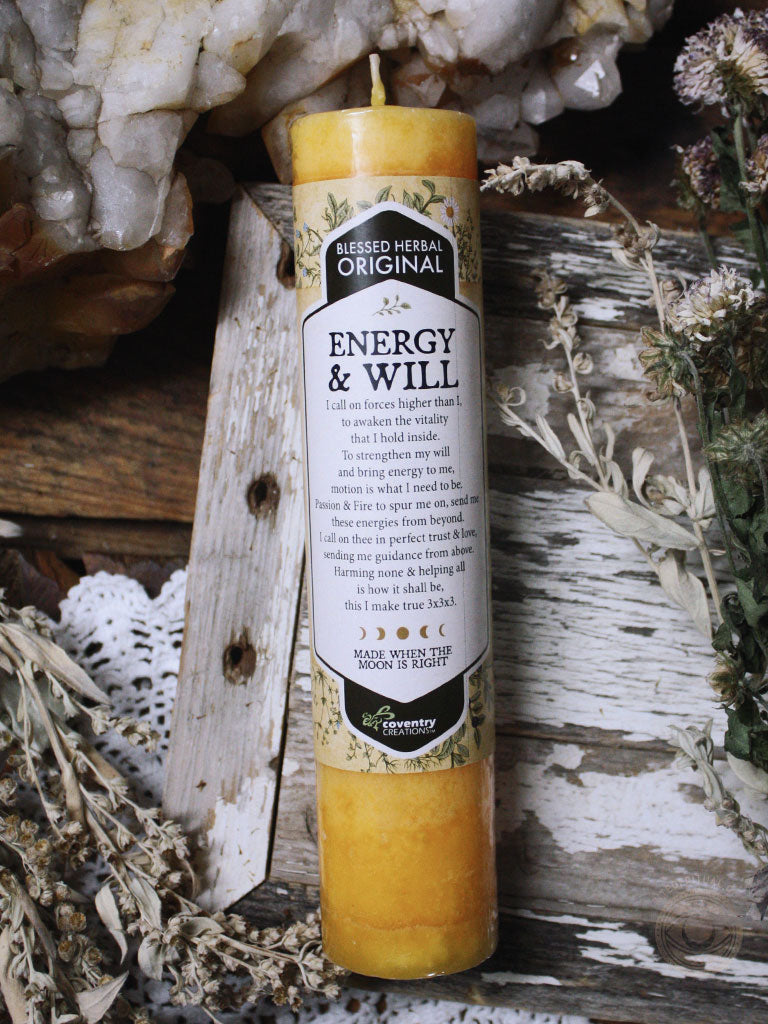 Blessed Herbal Spell Candle - Energy + Will