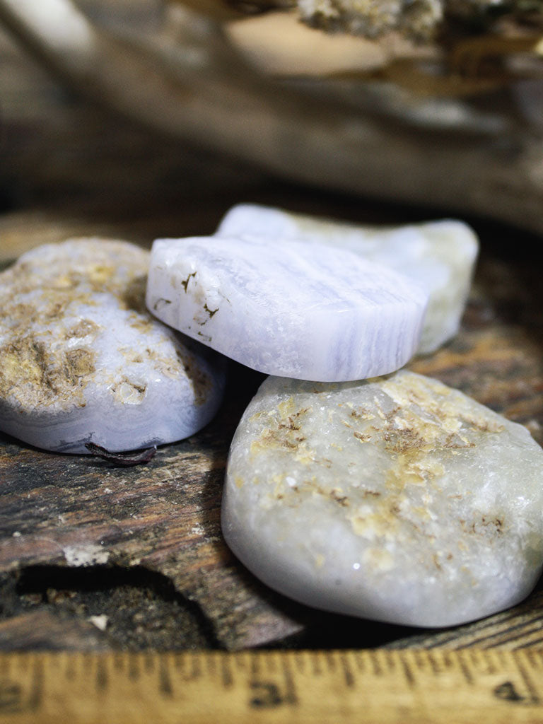 Blue Lace Agate Palm + Pocket Stones